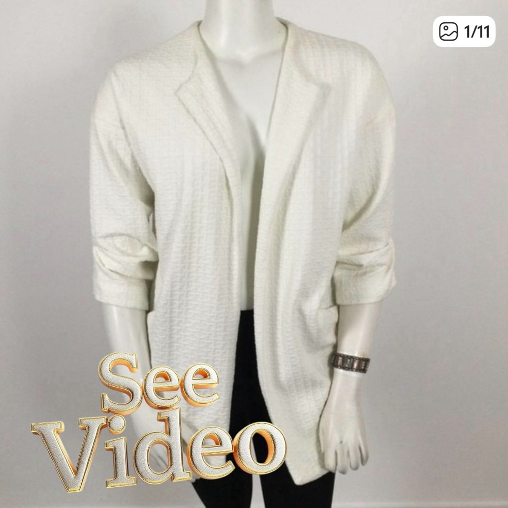 👛 (ANY 2/$35) KENAR Collarless Long Open Blazer with Pockets Med-Large
